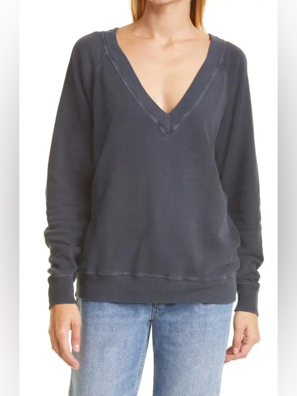 The Great V Neck Cotton Sweatshirt Size 3